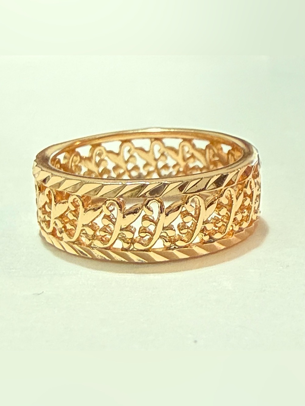 18k Gold Electroplated with Design Stackable Ring